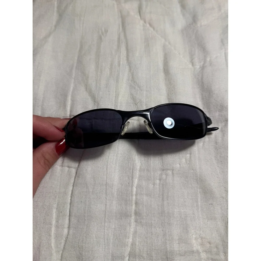 Vintage Oakley Square Wire 2.0 Sunglasses Matte Black Metal Vault Case & Bag Y2K